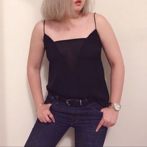 MLM Label Black Clow Cami Tank Top Sheer Neckline